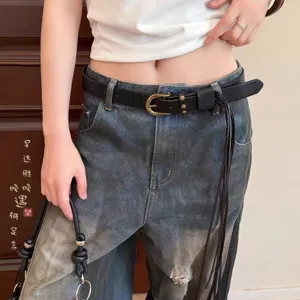 American retro rivet fringe belt for women, sweet cool punk waist chain accessory.