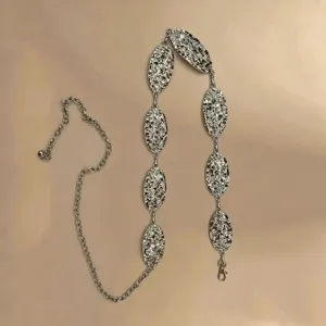 Women metal waist chain retro oval irregular pattern belt fashion decorative waist accessory
