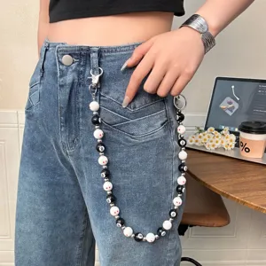 Dopamine colorful billiard beaded pants chain, hip-hop waist accessory for women.