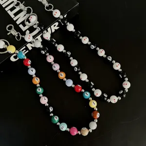 Dopamine colorful billiard ball beaded pants chain, hip-hop cool waist chain accessory.