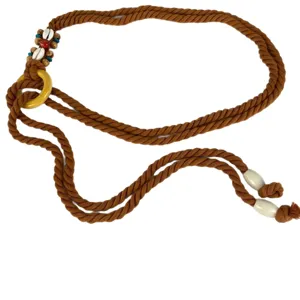 Chaîne de taille en corde de coton bohème pour femmes vintage tressé perlé ceinture accessoire