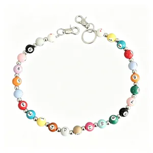 Colorful pool ball pants chain, hip hop style waist chain for women and girls trendy accessories.