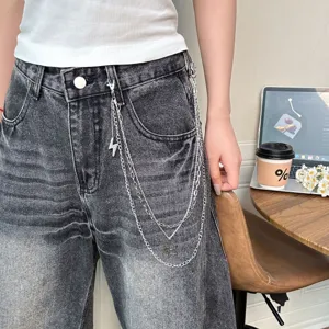 Punk style multi-layer metal pants chain with unique charms for women fashion style.