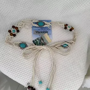 Bohemian Turquoise Beaded Waist Chain Women Ethnic Vintage Woven Belt Fashion Chic Accessory