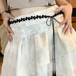Women Fashion Floral Lace Waist Chain Vintage Tassel Belt Casual All-Match Dress Decorative Waistband Clothing Accessories