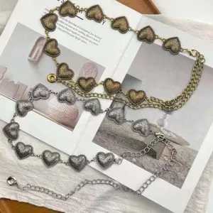 Chaîne de taille coeur en métal vintage bohème femme ceinture hip-hop punk bijoux de corps