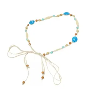 Bohemian blue beaded woven waist chain ethnic style belt fashion clothing accessories for women