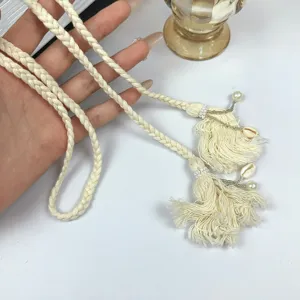 Bohemian Woven Waist Chain For Women Ethnic Style Pearl Shell Tassel Pendant Belt Adjustable Dress Accessories