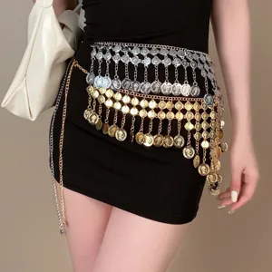 Ethische Retro Porträt Quaste Taillenkette Frauen Exotische Mehrschichtige Münze Anhänger Körperschmuck Metall Gürtel Zubehör