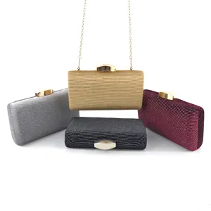 Women sequin velvet evening clutch bag with chain strap, stylish metallic clasp design for party ev.
