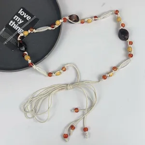 Bohemian woven waist chain with colorful beads handmade tassel belt casual boho accessory