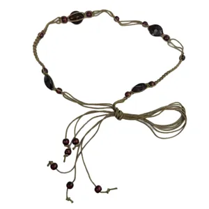 Bohemian ethnic woven waist chain for women, casual minimalist beaded belt and vintage accessory.