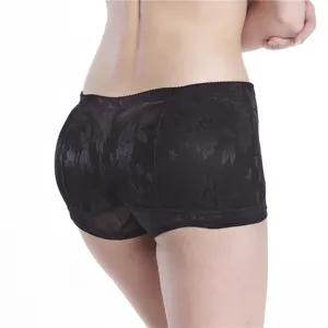 Women Padded Butt Lifter Panties Black Lace Low Waist Shapewear Hip Enhancer Underwear