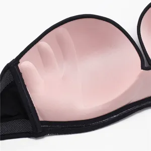 Wireless strapless invisible push up bra with magic hand cup padding for bridal gowns.
