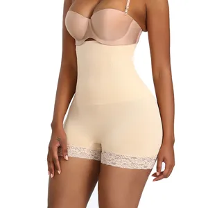 High waist shapewear briefs with lace trim, perfect tummy control and body shaping for women.