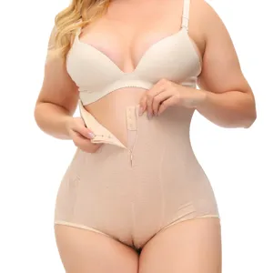 Women's High Waist Tummy Control Shapewear Shorts Lace Patchwork Zip Up Butt Lifter Slimming Underwear Plus Size