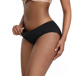 Women seamless breathable black briefs underwear comfortable everyday panties hot