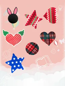 Set di copricapezzoli adesivi usa e getta, forme carine stelle cuori con stampe a quadri.