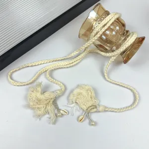 Bohemian braided tassel waist belt with pearls and shells for women ethnic dress accessories