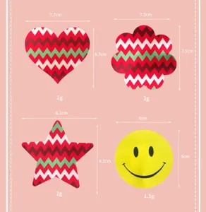 Copricapezzoli adesivi usa e getta con motivi a chevron carini e smiley per donne.