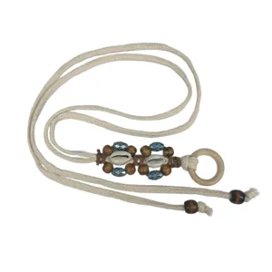 Bohemian braided rope waist chain with wooden beads and cowrie shells for women style