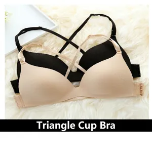 Naadloze beugelloze sexy bralette comfortabele dunne zachte driehoek cup bh gekruiste rug ondergoed