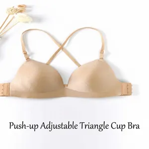 Details van de naadloze en comfortabele beha zonder beugel met zachte cups en bandjes.
