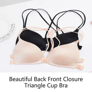 Draadloze sexy bh met zachte driehoekige cups en kruislingse rugdetails voor dames.