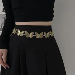 Cintura catena farfalla turchese boho, elegante accessorio vita dorato vintage donna.