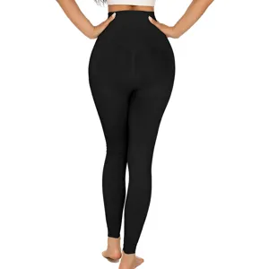 Women's high waist butt lifting shaping yoga leggings black back view main product display
