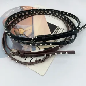 Women's studded leather belt retro dark style waist chain set chic fashion clothing accessory