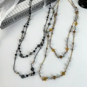 Bohemian double layer waist chain retro beaded body jewelry versatile fashion accessory.