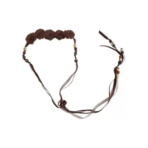 Bohemian vintage rose flower waist chain for women ethnic style beaded braided belt accessory