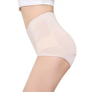 Culotte Ventre Plat Taille Moyenne pour Femmes Gainante Sans Coutures Avec Coussinets de Hanche en Silicone Amovibles