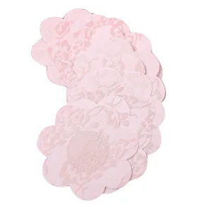 Disposable pink lace floral nipple covers pasties breathable adhesive breast petals set