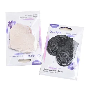 Sexy lace heart nipple covers, 5 pairs pack, breathable reusable invisible areola pads.