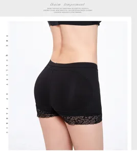 Women padded hip enhancer shapewear seamless breathable butt lifting safety shorts black