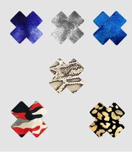 Disposable X-shaped adhesive nipple pasties sexy camo leopard snakeskin breast covers