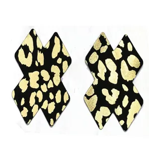 Black gold leopard print cross nipple covers lightweight disposable adhesive pasties for women