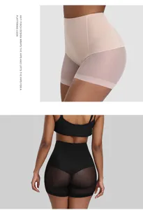 Pantaloncini modellanti vita alta pancia piatta, intimo snellente in mesh traspirante