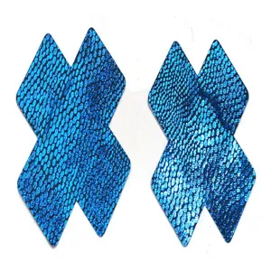 Blue X-shaped metallic pasties sexy nipple covers self-adhesive body stickers for women