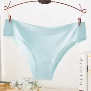 Close up of light blue seamless ice silk women panties, minimalist underwear detail view style.