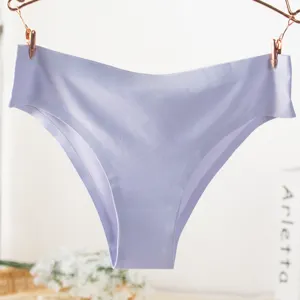 Seamless ice silk women panties comfortable breathable light blue underwear for daily wear