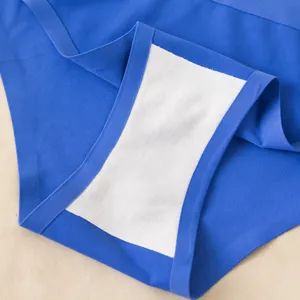 Seamless ice silk women's panties with cotton crotch, comfortable blue briefs for daily wear.
