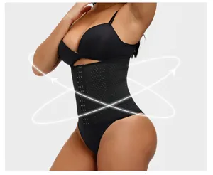 Black high elastic breathable waist trainer corset shapewear postpartum tummy control belt.