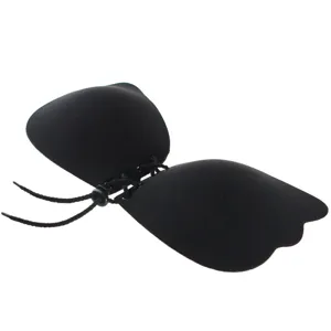 Maύρο σιλικόνης αόρατο σουτιέν, στράπλες push-up αυτοκόλλητο σουτιέν για γυναίκες.