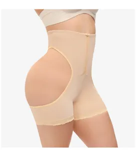 High waist open butt shapewear detail showing front hook closure and breathable stretch fabric.