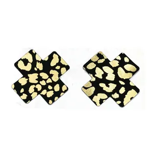 Disposable cross leopard print nipple pasties sexy adhesive breast covers for women