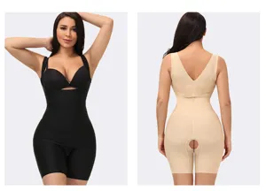 Seamless one-piece shapewear for women tummy control bodysuit postpartum recovery open crotch