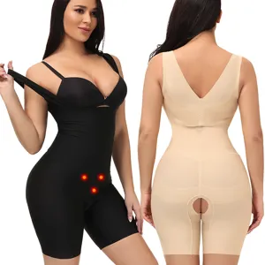 Seamless body shaper shapewear tummy control open crotch postpartum recovery bodysuit
